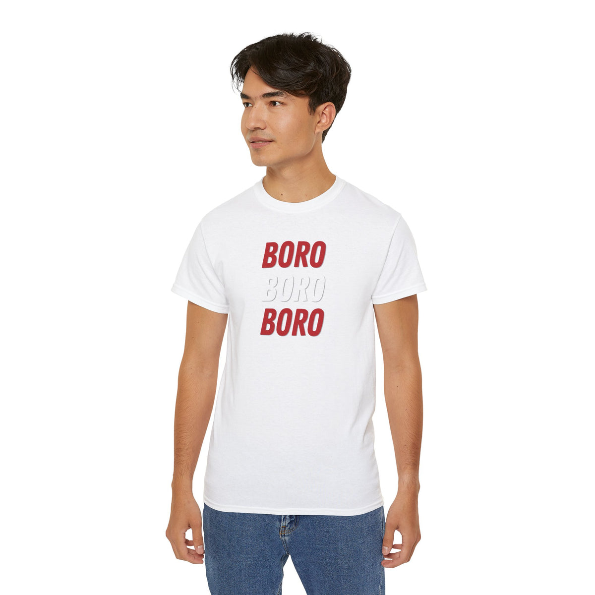 Boro Boro Boro Graphic Tee — Retro Red Logo Cotton T-Shirt