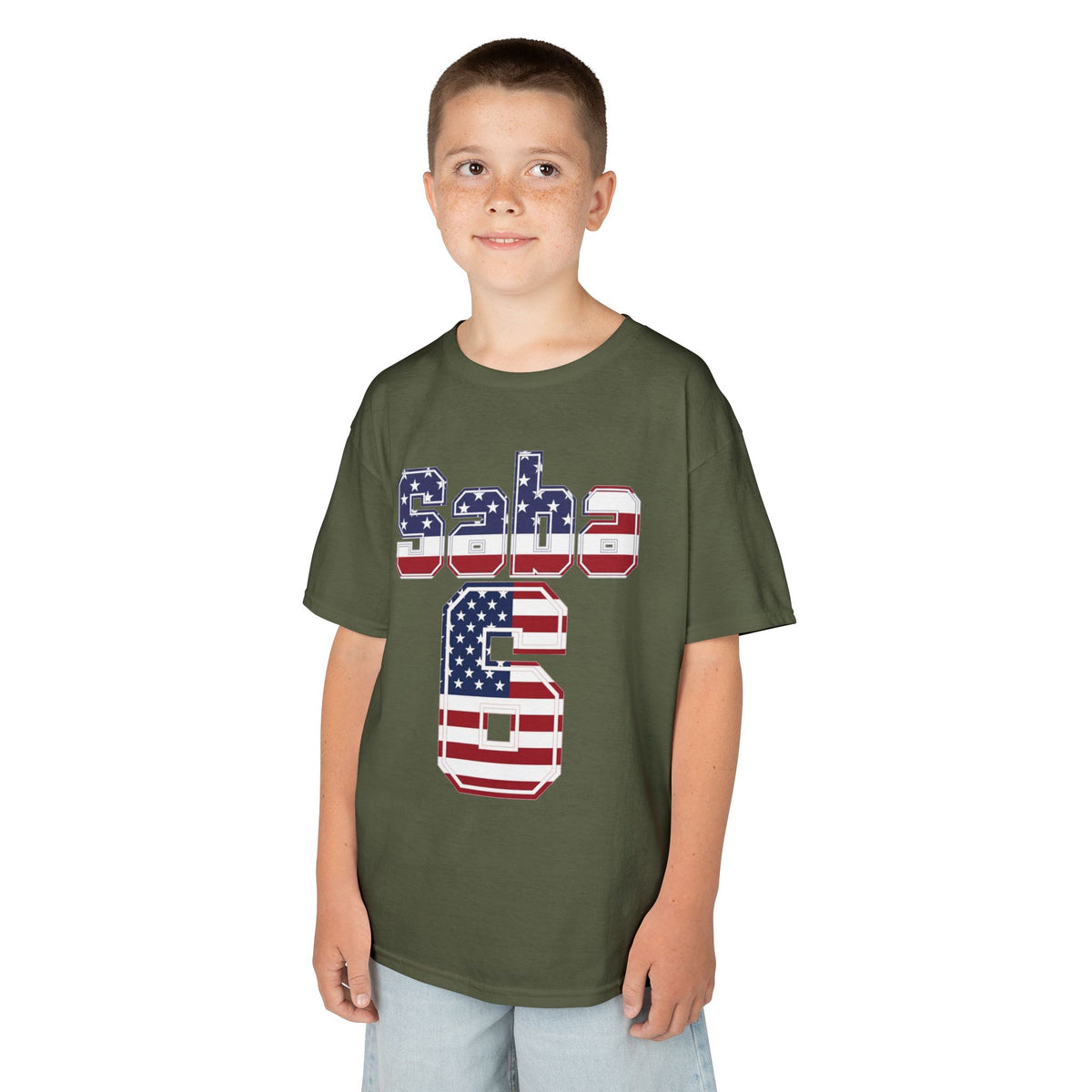 Kids Shirt 'Saba 6' American Flag BORO Shirt, Sabastian Berhalter is our Number 6 'Front print'