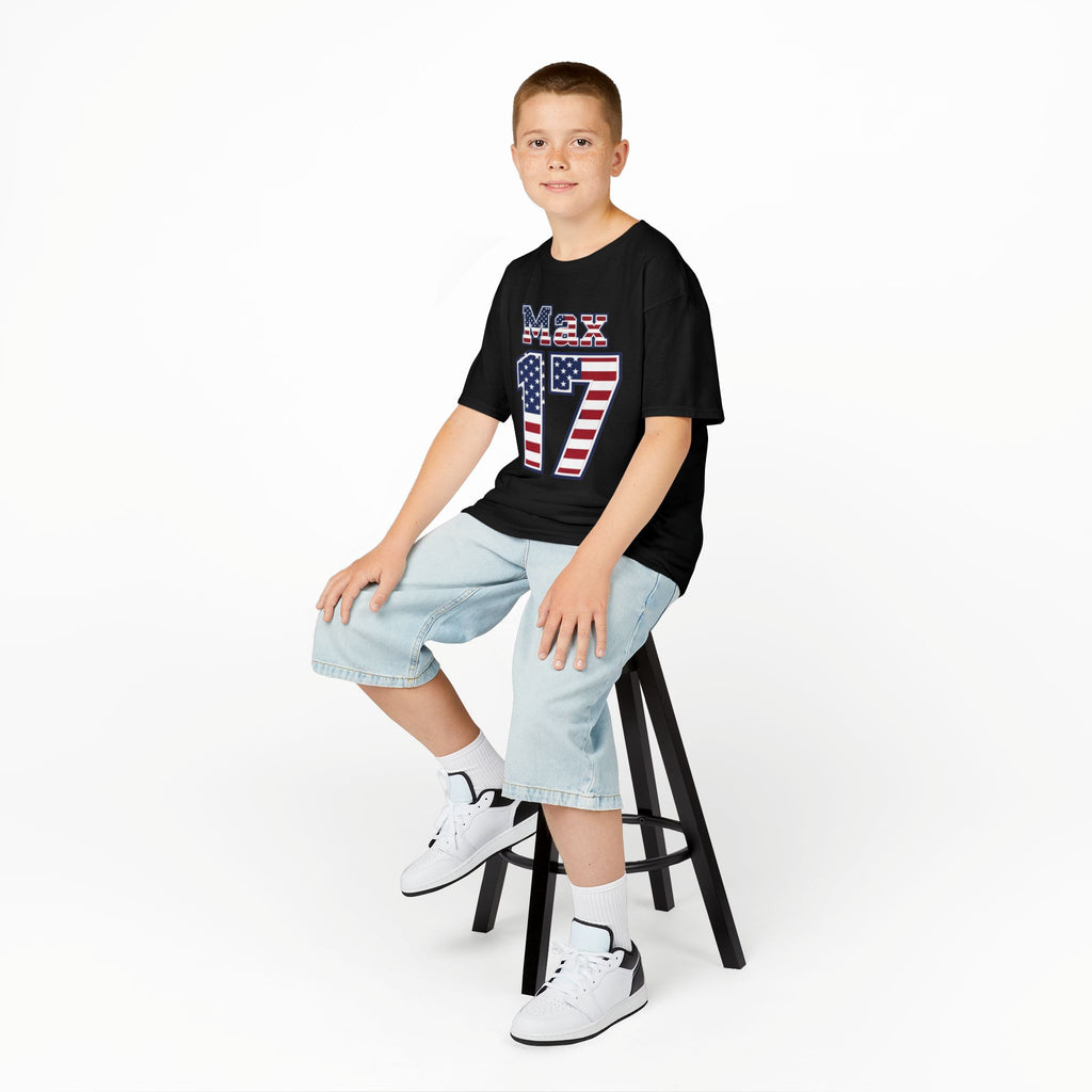 Kids Shirt 'Max 17' American Flag BORO Shirt, Max Arfsten is our Number 17 'Front print'