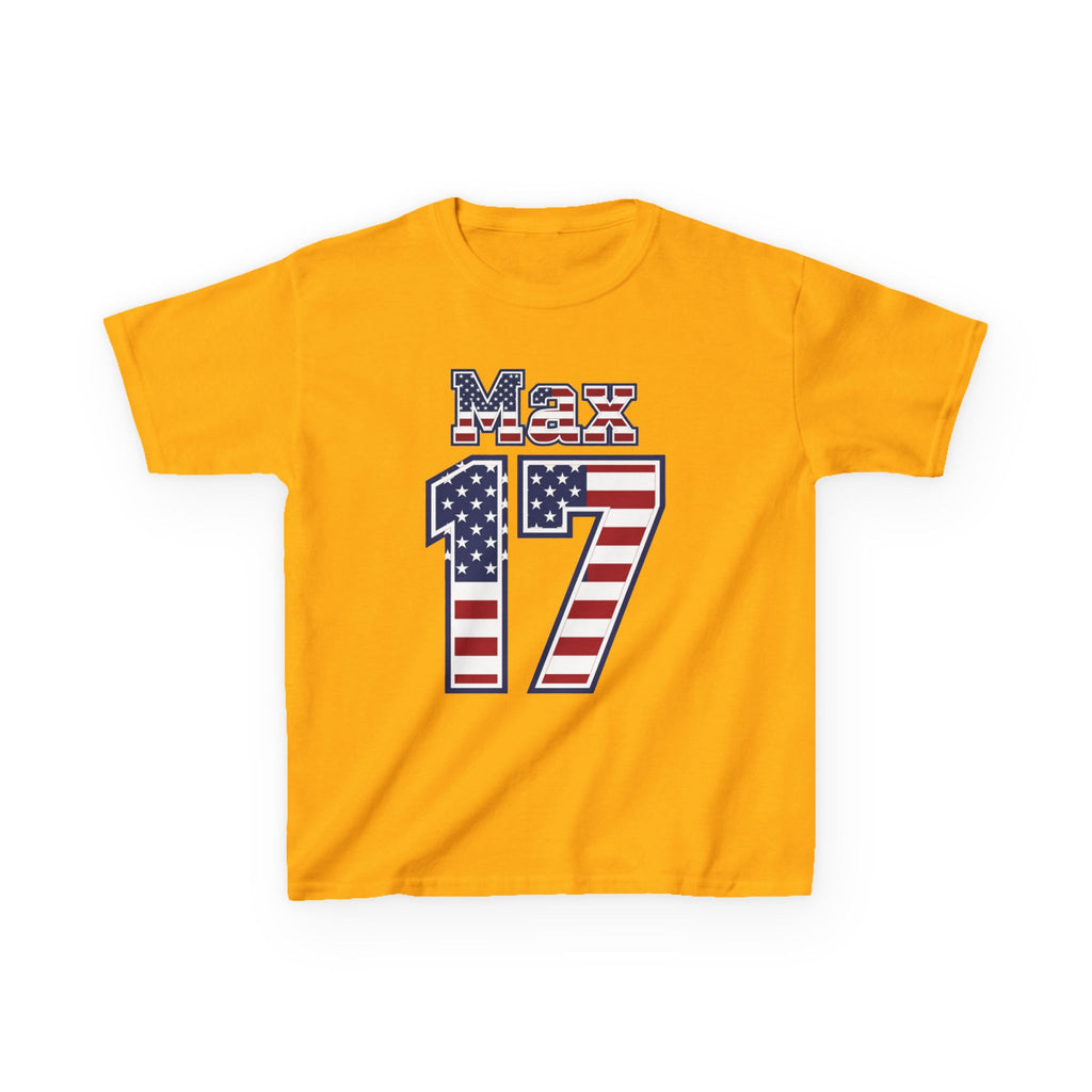 Kids Shirt 'Max 17' American Flag BORO Shirt, Max Arfsten is our Number 17 'Front print'