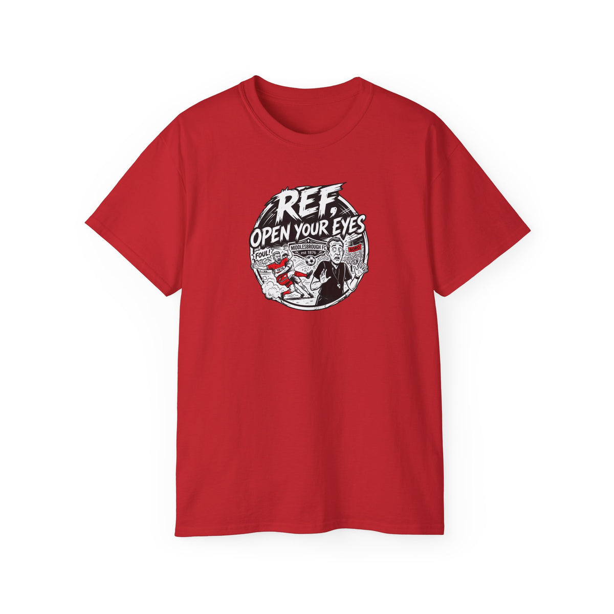 BORO T-Shirt — “Ref: Open Your Eyes” Graphic Tee (Comic-book Style Humour)