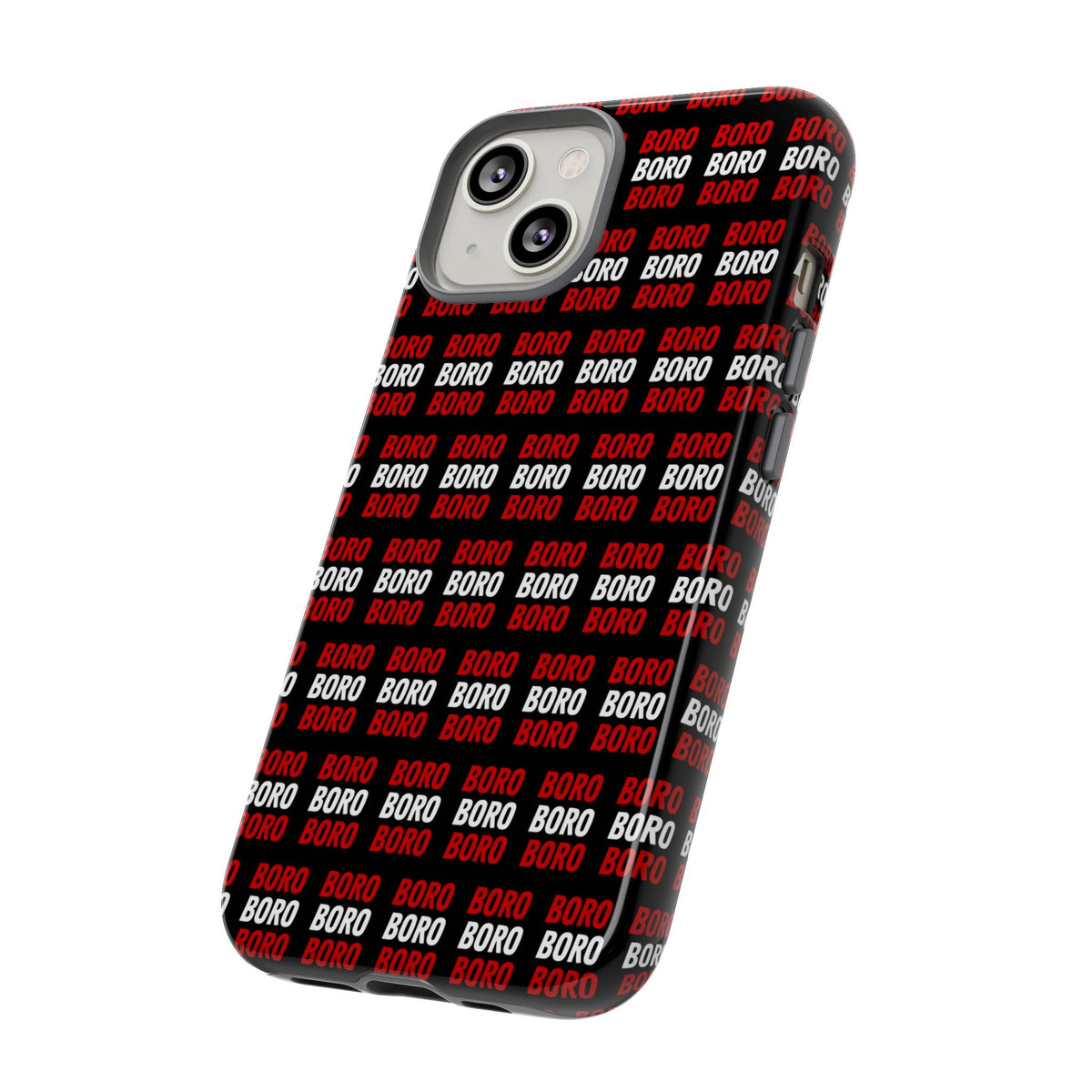 BORO BORO BORO Pattern Phone Case — Bold Red & White Repeating Text Protective Cover