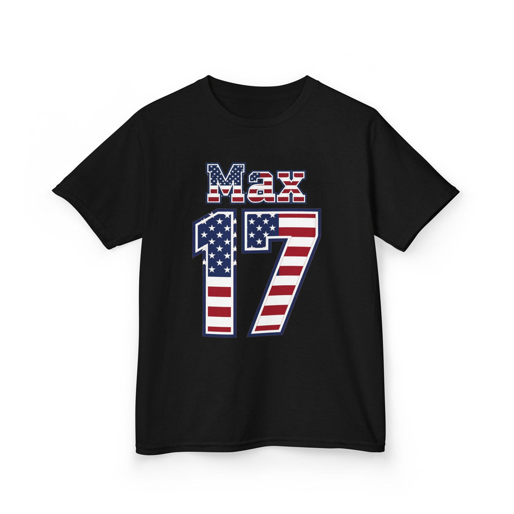 Kids Shirt 'Max 17' American Flag BORO Shirt, Max Arfsten is our Number 17 'Front print'