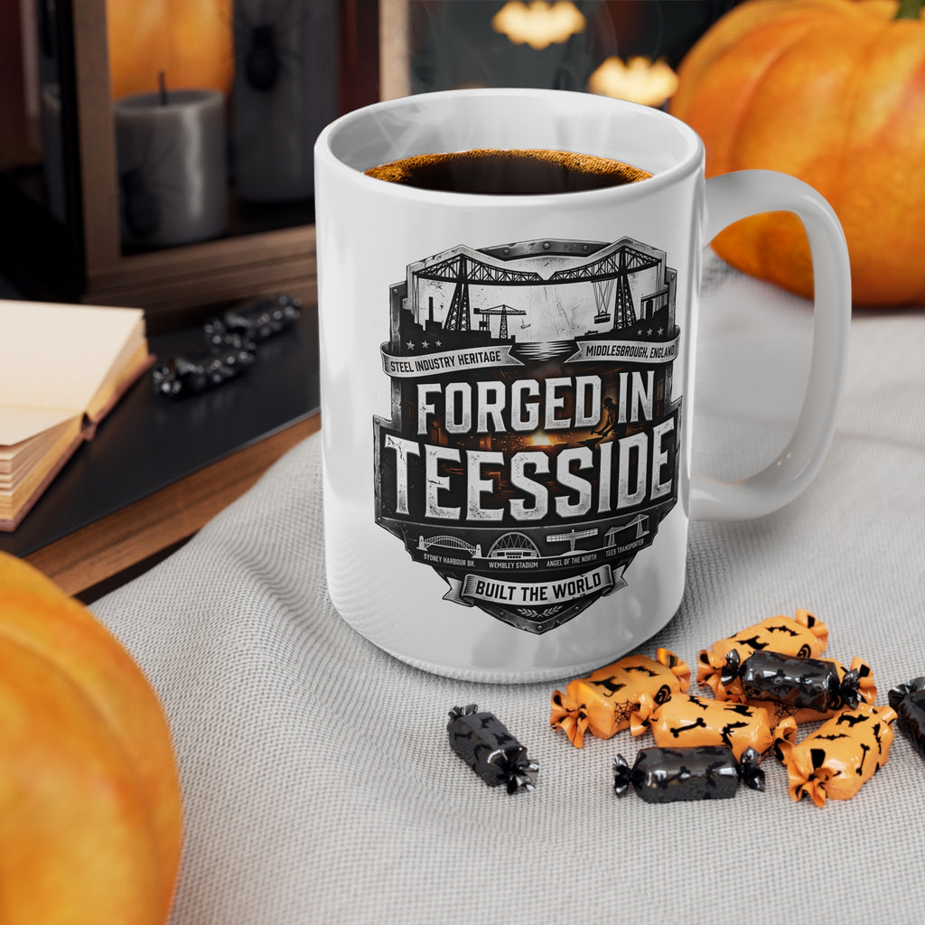 Forged in Teesside Ceramic Coffee Mug – 11oz & 15oz Middlesbrough Industrial Heritage Gift