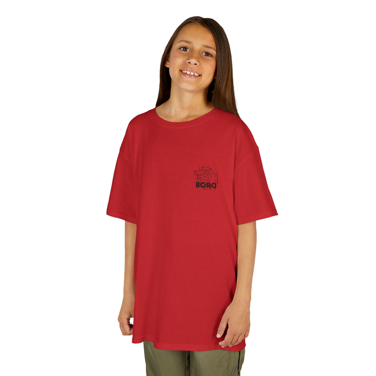 BORO Kids Tee — Cute Red ‘BORO’ Lion Chest Graphic