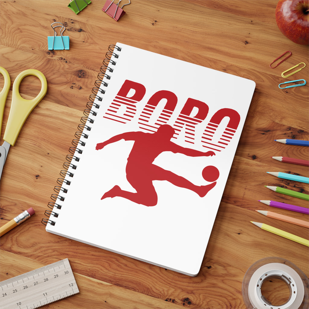 Boro Player A5 Wirobound Notebook – Red Silhouette Football Journal