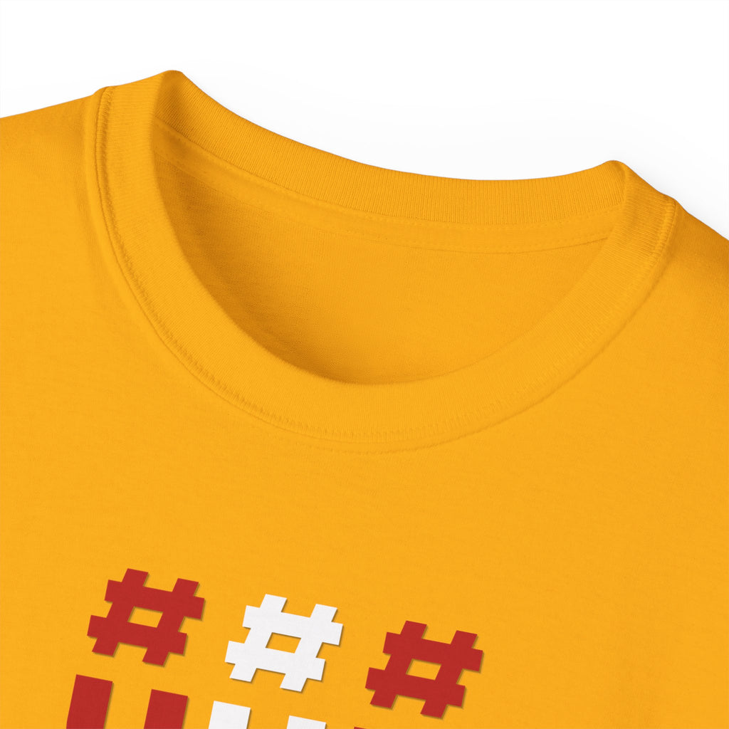 Tripple Vertical '#UTFB' Graphic Tee — Red & White Minimalist Design