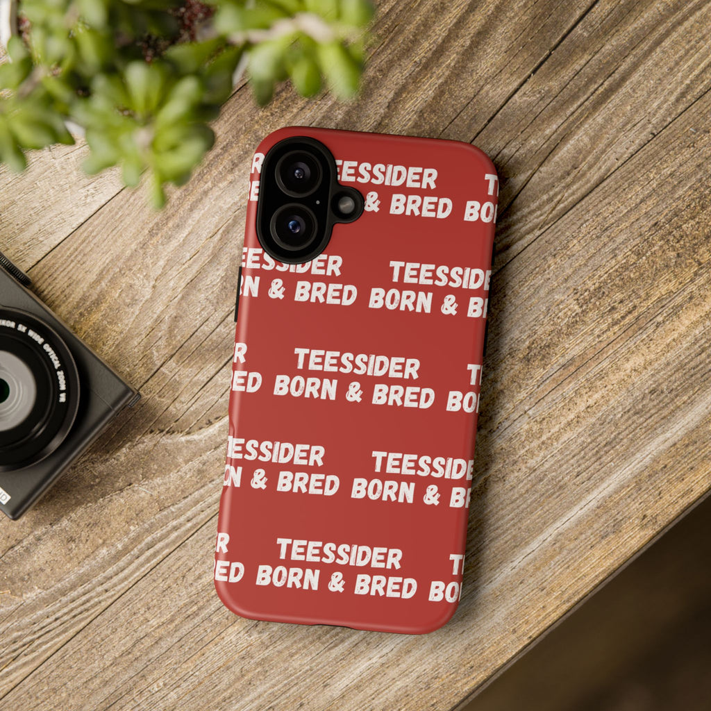"TEESSIDE BORN & BRED" Phone Case — Red Pattern Tough Case