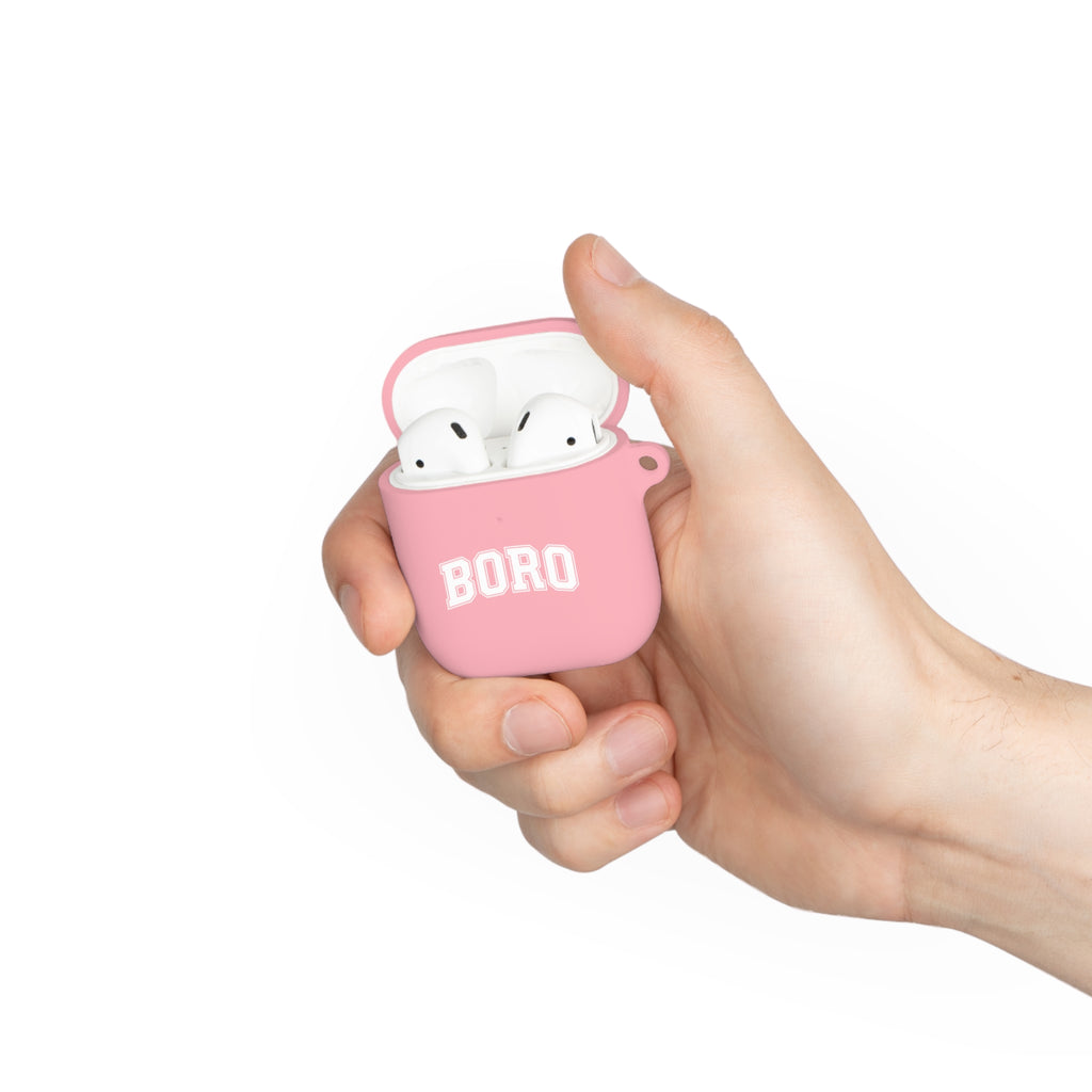 BORO Collegiate AirPods Case Cover — Black Silicone with Carabiner