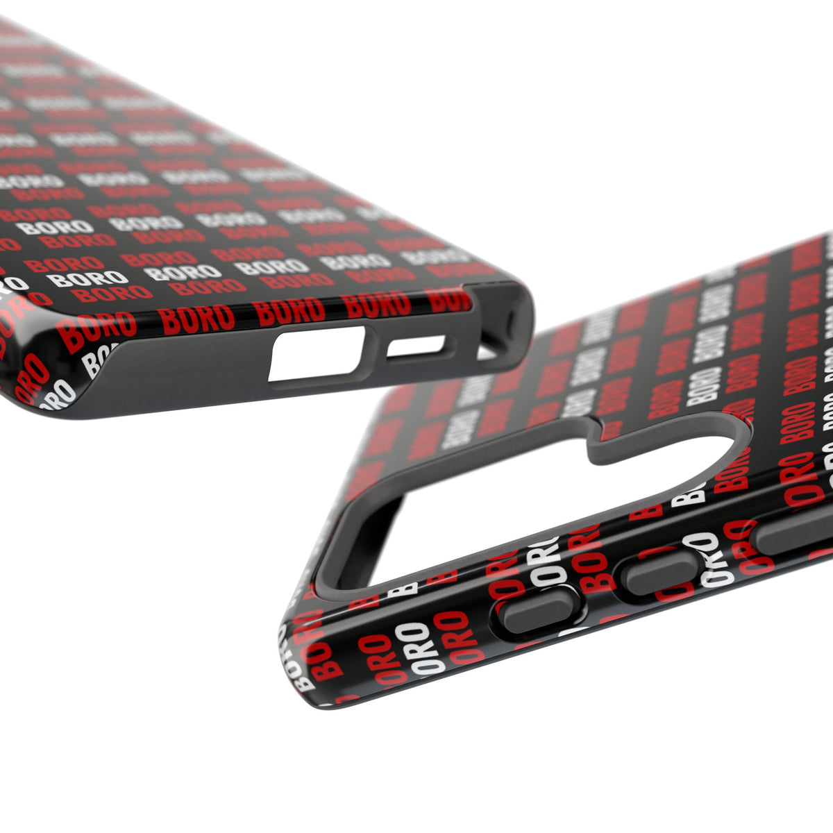 BORO BORO BORO Pattern Phone Case — Bold Red & White Repeating Text Protective Cover