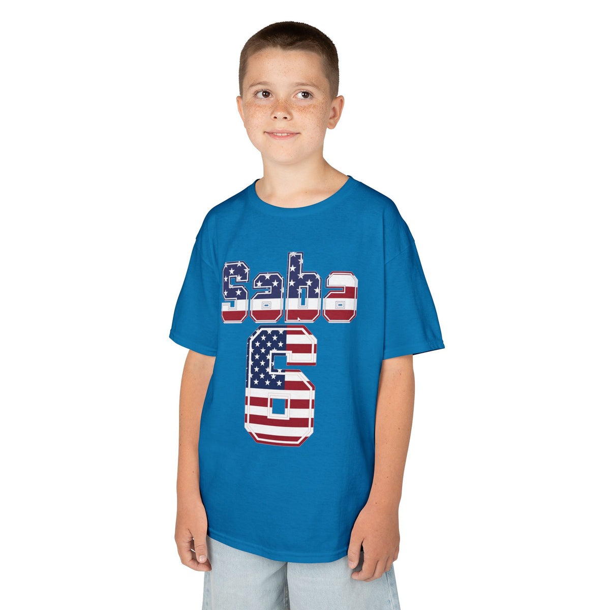 Kids Shirt 'Saba 6' American Flag BORO Shirt, Sabastian Berhalter is our Number 6 'Front print'