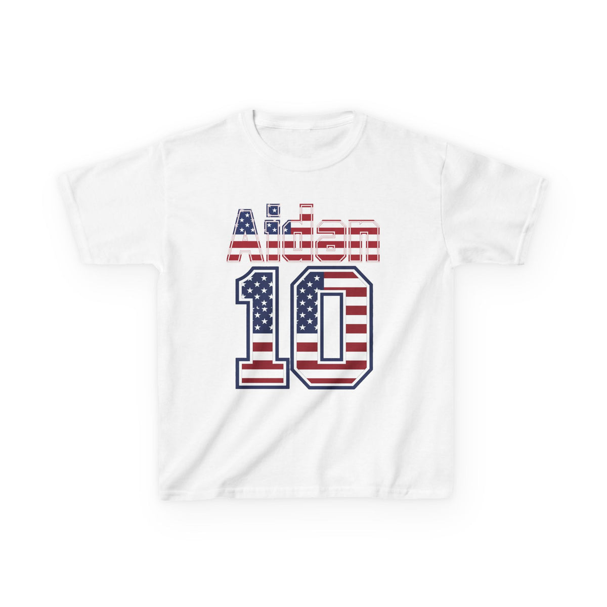 Kids Shirt 'Aiden 10' American Flag BORO Shirt, Aidan Morris is our Number 10 'Front print'