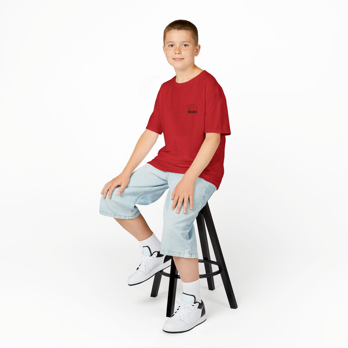 BORO Kids Tee — Cute Red ‘BORO’ Lion Chest Graphic