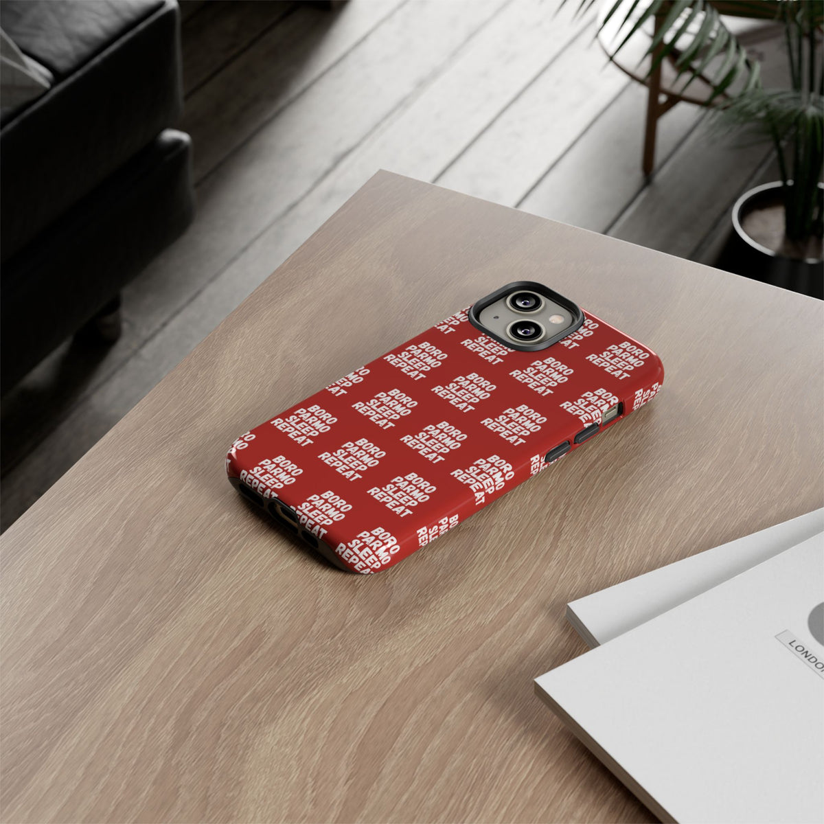 "BORO PARMO SLEEP REPEAT" Phone Case — Red Pattern Tough Case