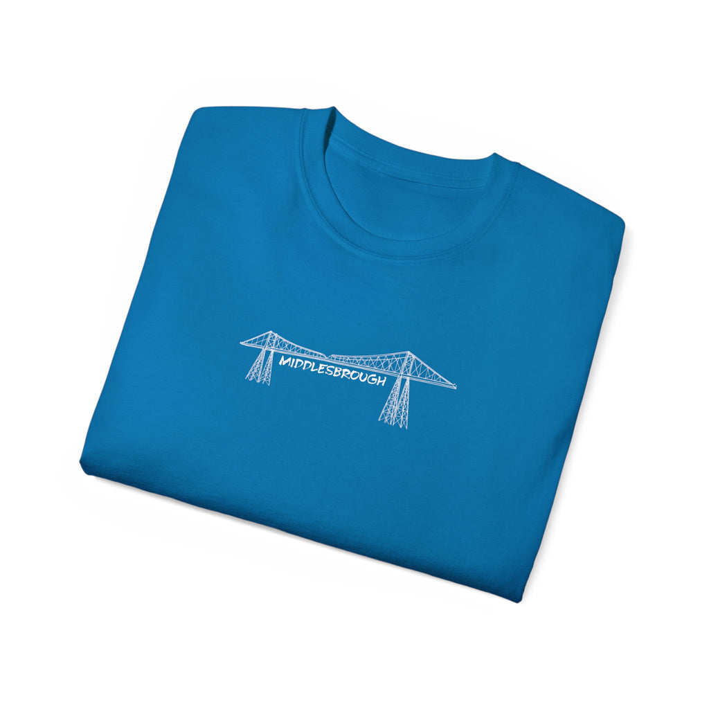 Transporter Bridge Sketch T‑Shirt — Minimalist Hand‑Drawn Middlesbrough Bridge Design