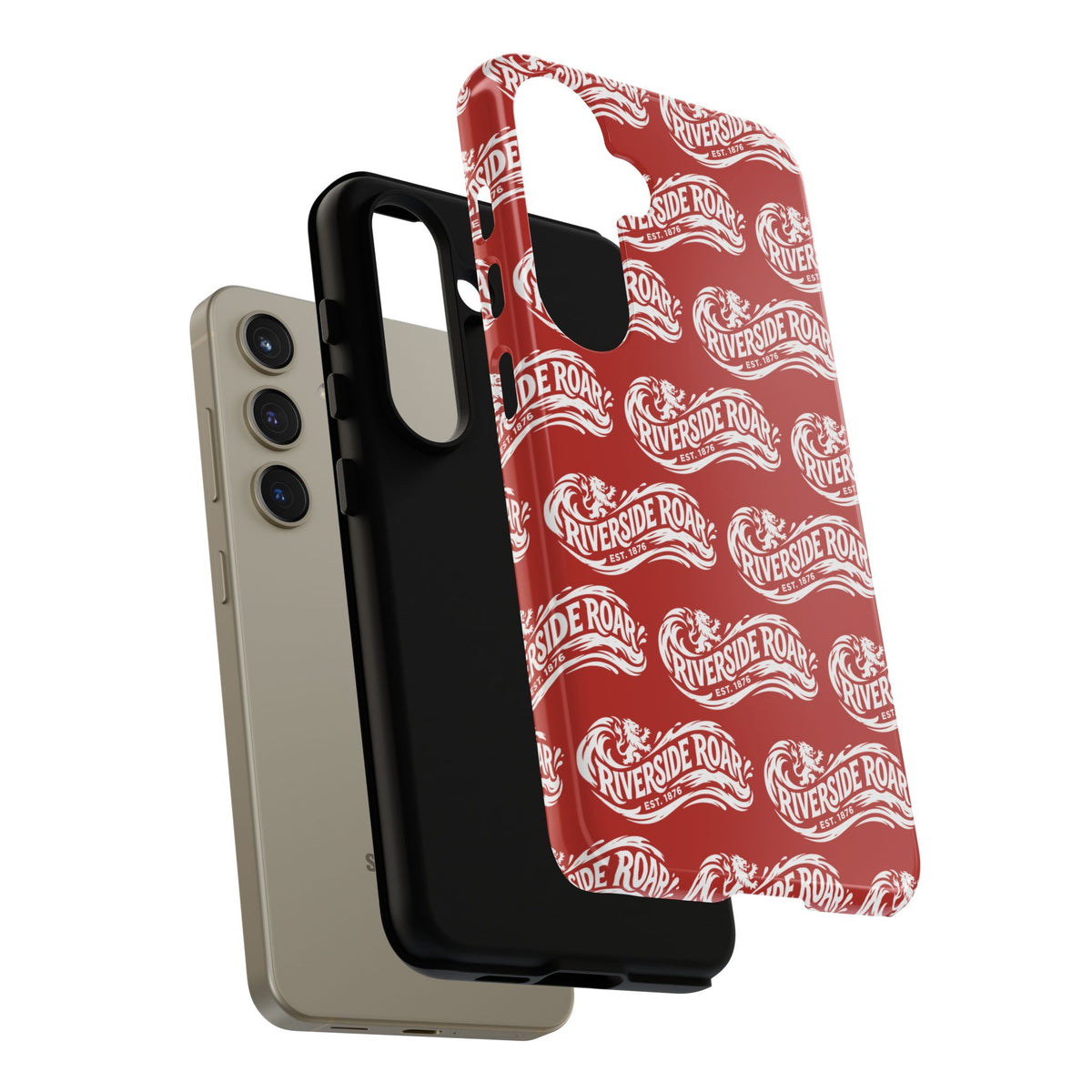 Riverside Roar Patterned Tough Case (White on Red) iPhone & Samsung