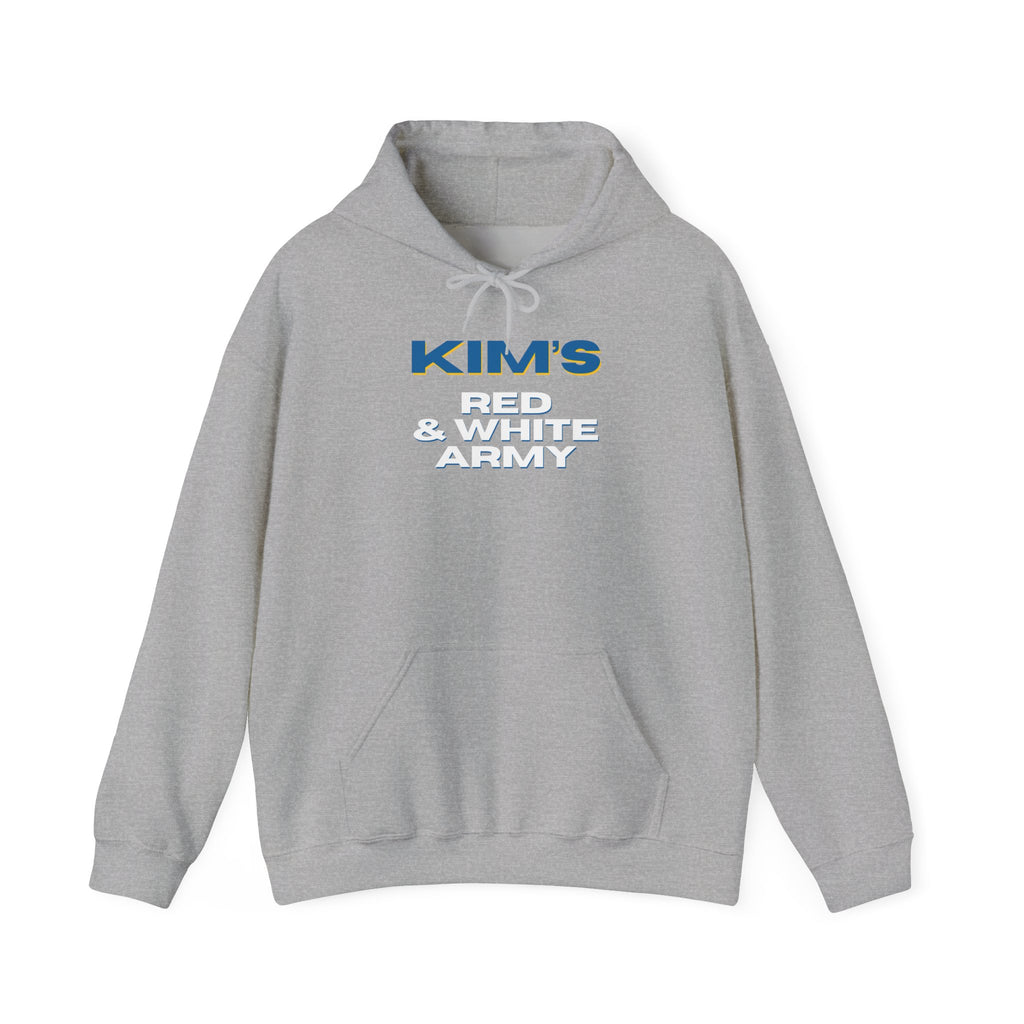 Kim's Red & White Army Hoodie 'front print' only.