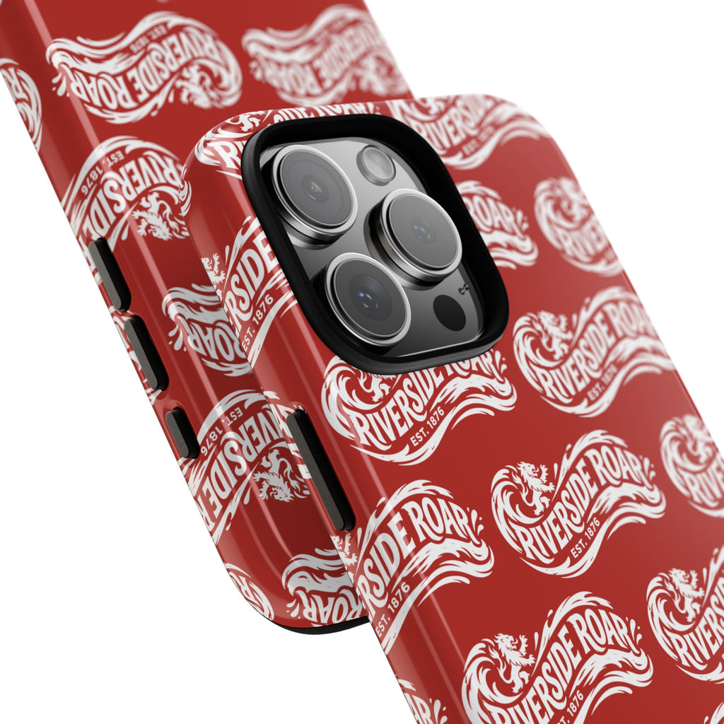Riverside Roar Patterned Tough Case (White on Red) iPhone & Samsung