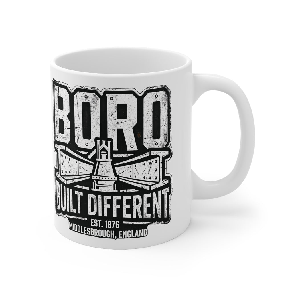 Boro Built Different Ceramic Coffee Mug — Middlesbrough Vintage Engineered Design (11oz & 15oz)
