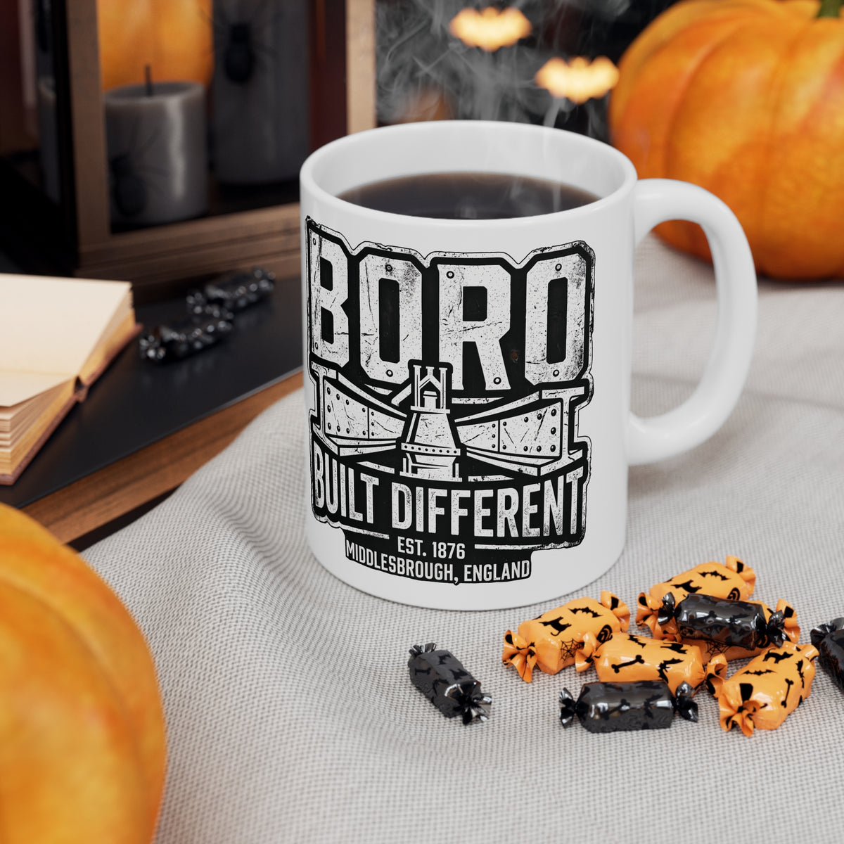 Boro Built Different Ceramic Coffee Mug — Middlesbrough Vintage Engineered Design (11oz & 15oz)