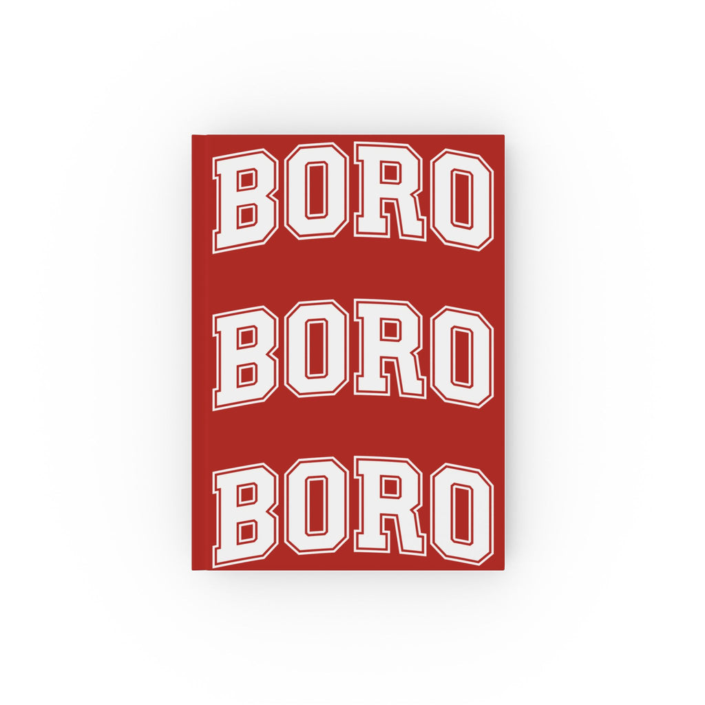 BORO Hardcover Journal — Red Collegiate Notebook for Students & Fans (blank sheets)