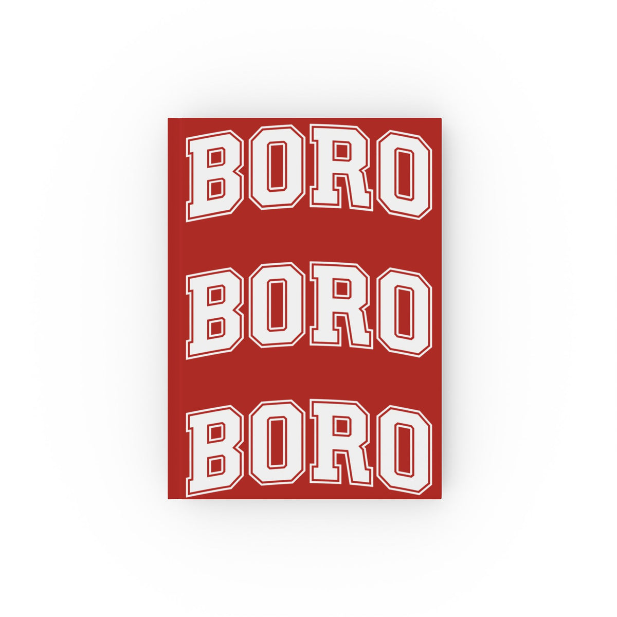 BORO Hardcover Journal — Red Collegiate Notebook for Students & Fans (blank sheets)