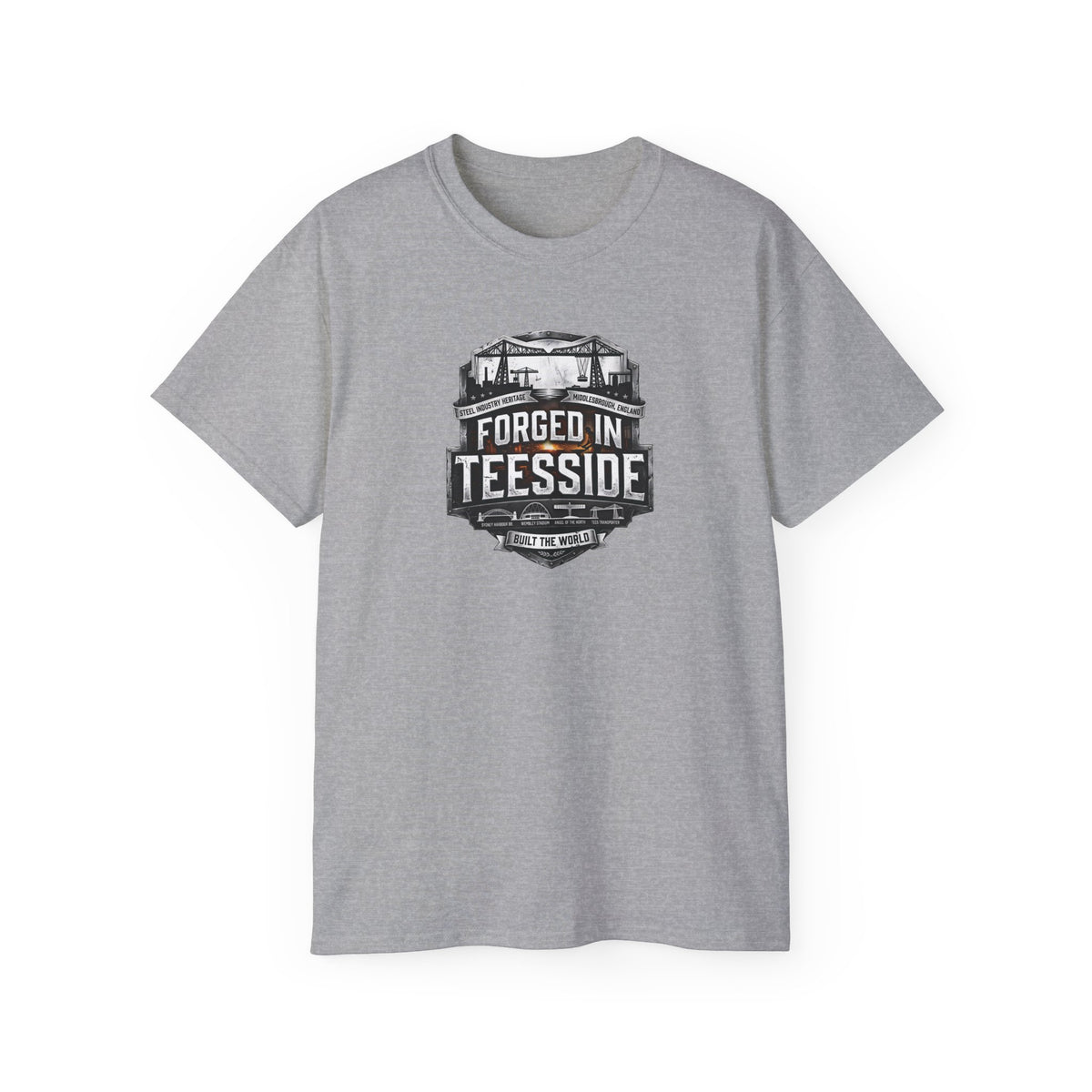 Forged in Teesside Graphic Tee, Industrial England T‑Shirt, Teesside Built The World, British Steel