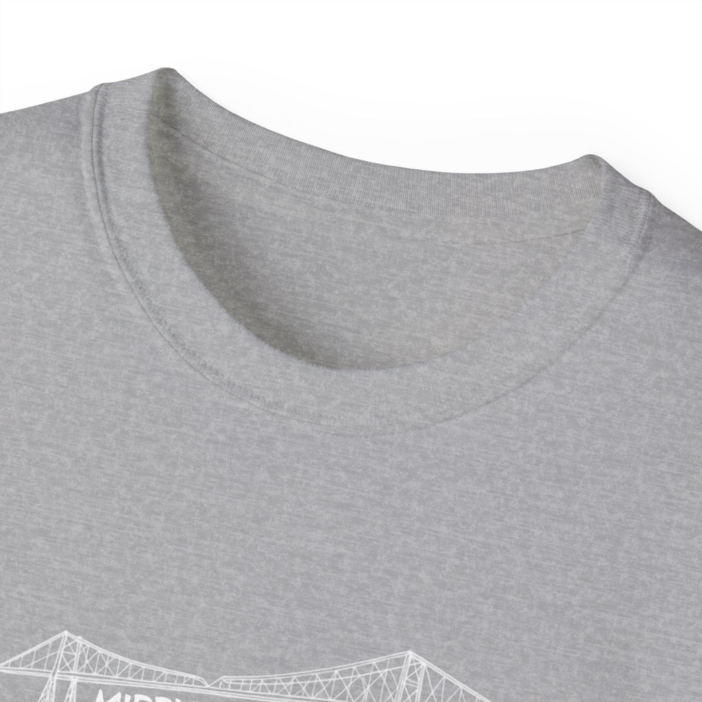 Transporter Bridge Sketch T‑Shirt — Minimalist Hand‑Drawn Middlesbrough Bridge Design