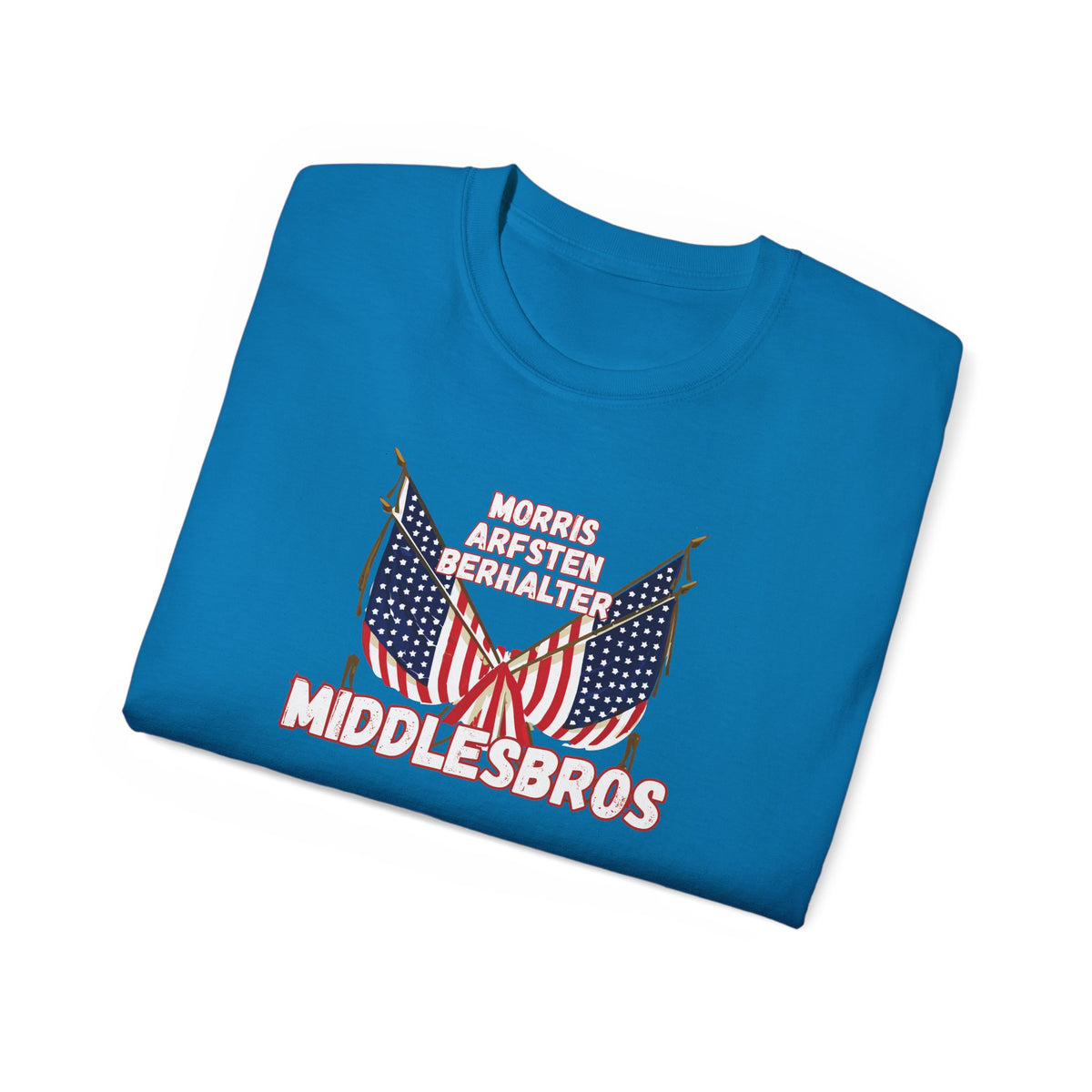 American Flag Graphic Cotton T-Shirt - Morris, Arfsten and Berhalter - Patriotic 'Middlesbros' Tee