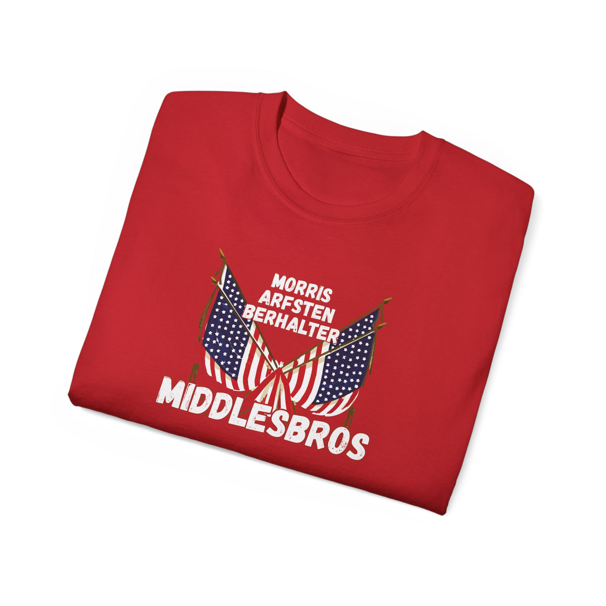 American Flag Graphic Cotton T-Shirt - Morris, Arfsten and Berhalter - Patriotic 'Middlesbros' Tee