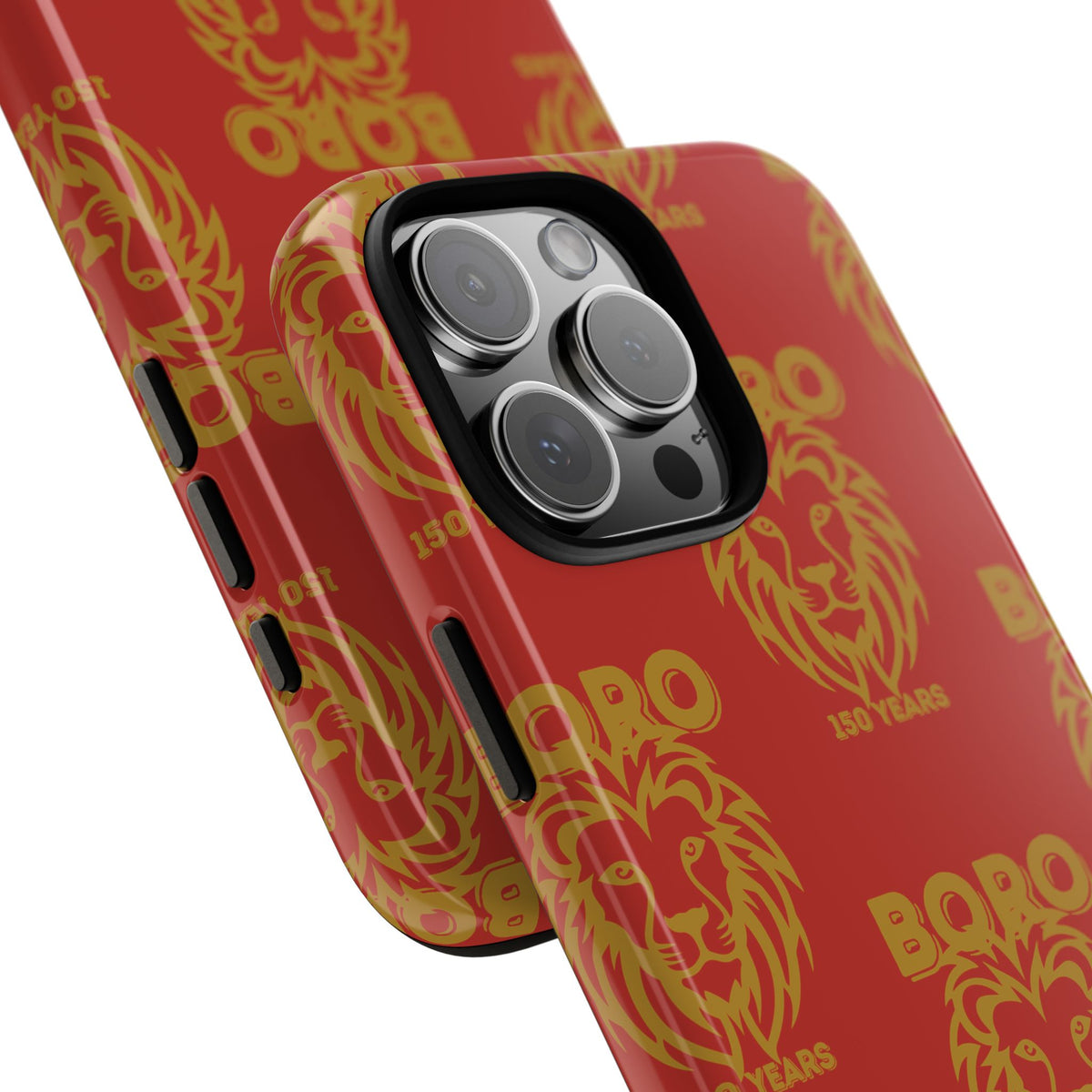 BORO Gold on red Lion Head Phone Case — Red 150 years Pattern Protective Case