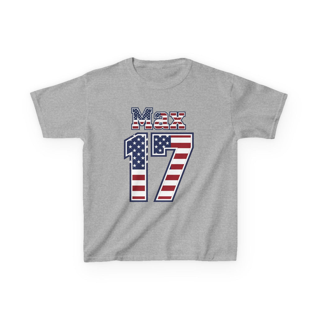 Kids Shirt 'Max 17' American Flag BORO Shirt, Max Arfsten is our Number 17 'Front print'
