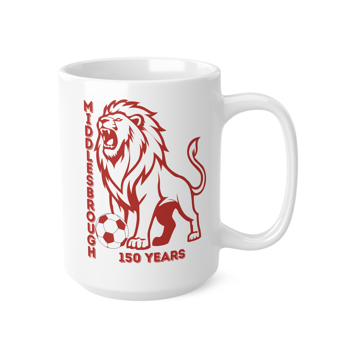 Middlesbrough 150 Years Lion Football Ceramic Mug — 11oz & 15oz Commemorative Coffee Cup