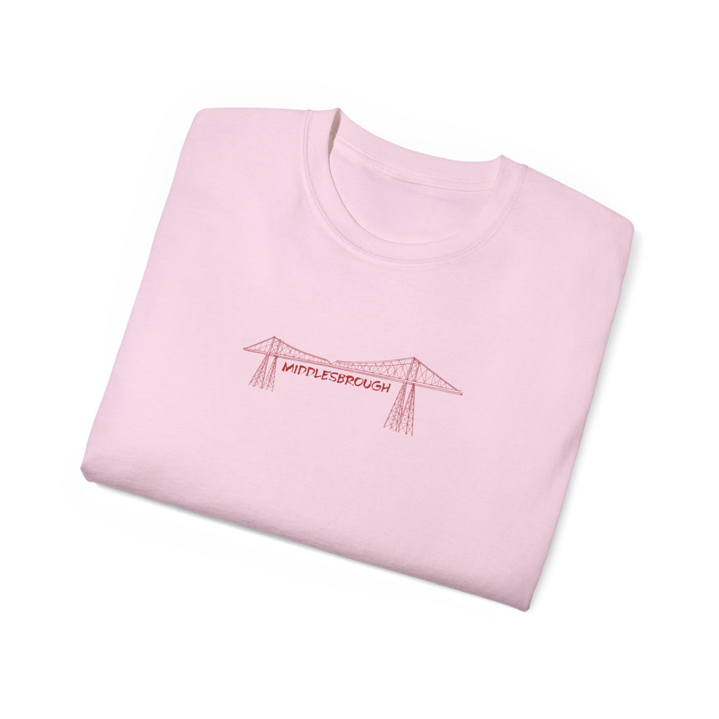 Transporter Bridge Sketch T‑Shirt — Minimalist Hand‑Drawn Middlesbrough Bridge Design