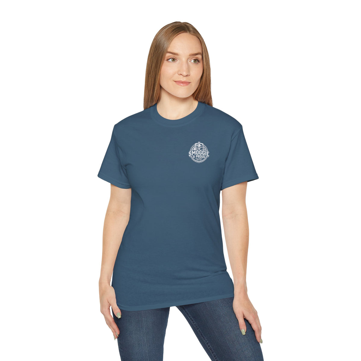 Smoggie & Proud Badge T‑Shirt — Teesside Pride Tee badge graphic