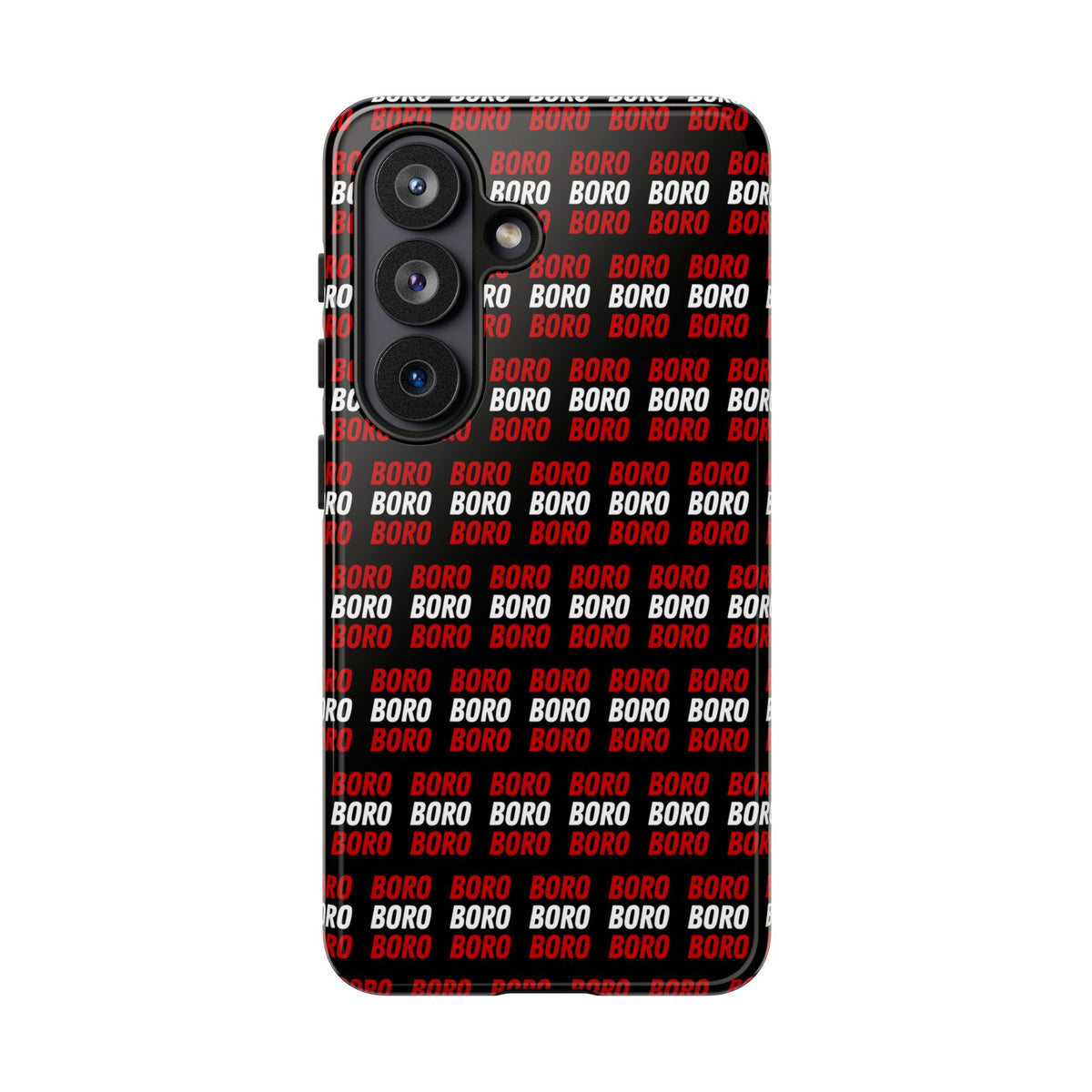 BORO BORO BORO Pattern Phone Case — Bold Red & White Repeating Text Protective Cover