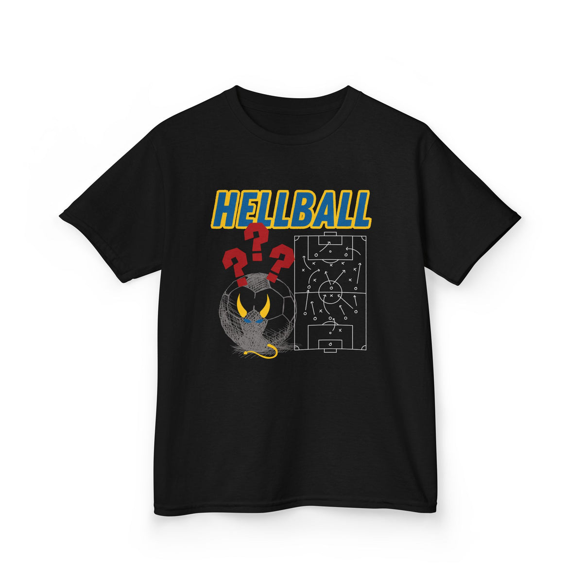Kids T‑Shirt — "HELLBALL" Graphic Tee with Demon Ball and Game Plan