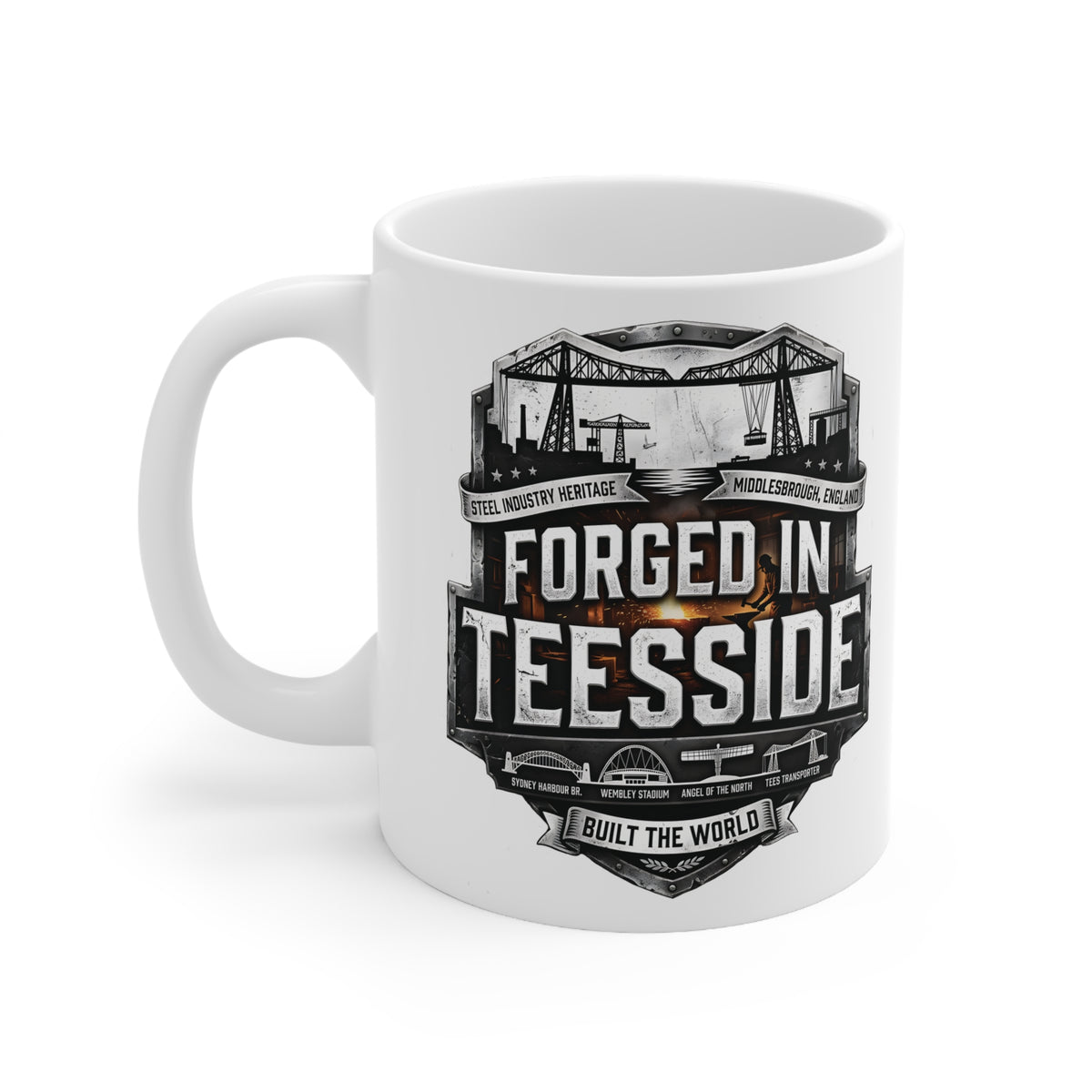 Forged in Teesside Ceramic Coffee Mug – 11oz & 15oz Middlesbrough Industrial Heritage Gift
