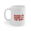 Raised on Parmo's & The Boro Mug — Funny Middlesbrough Ceramic Coffee Cup