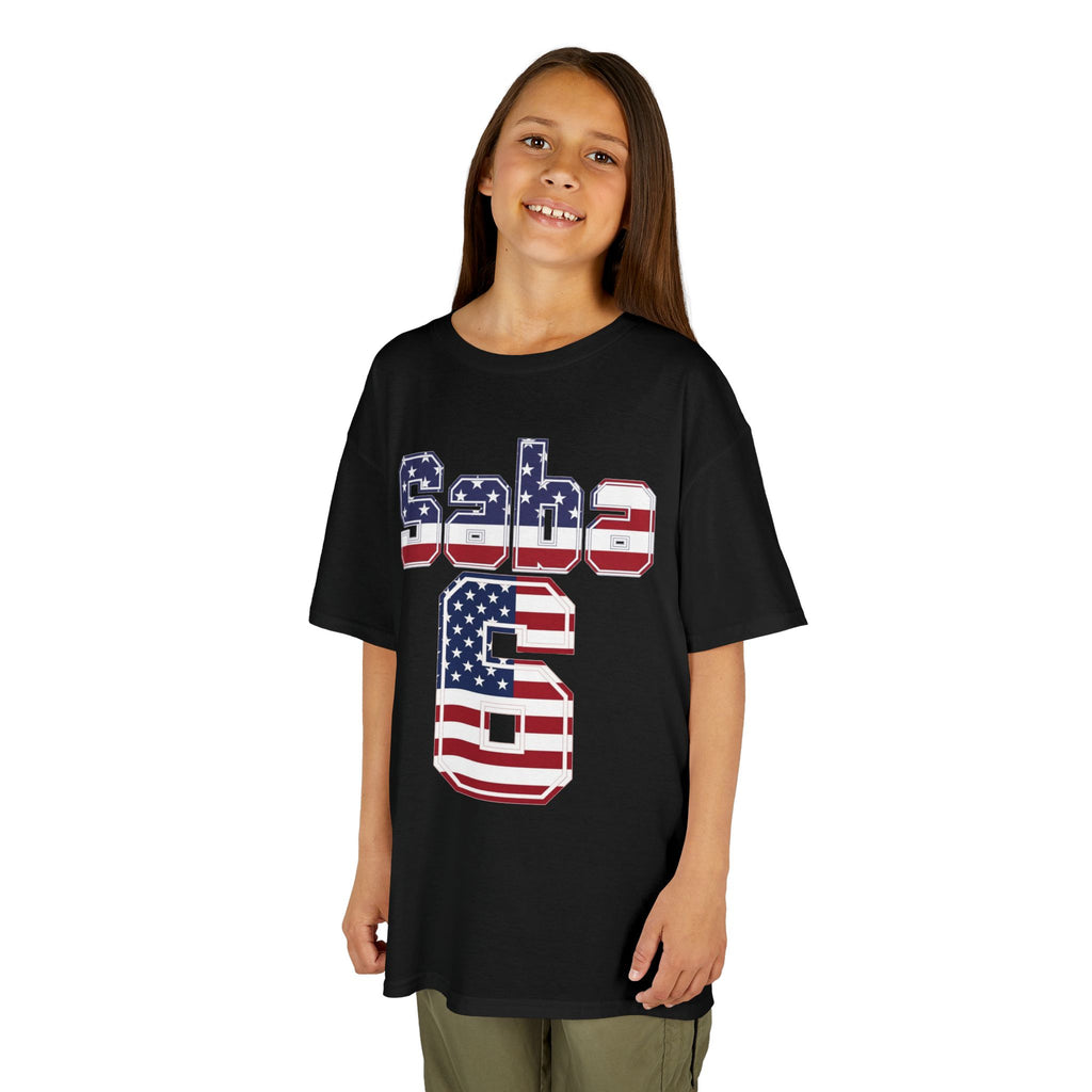 Kids Shirt 'Saba 6' American Flag BORO Shirt, Sabastian Berhalter is our Number 6 'Front print'