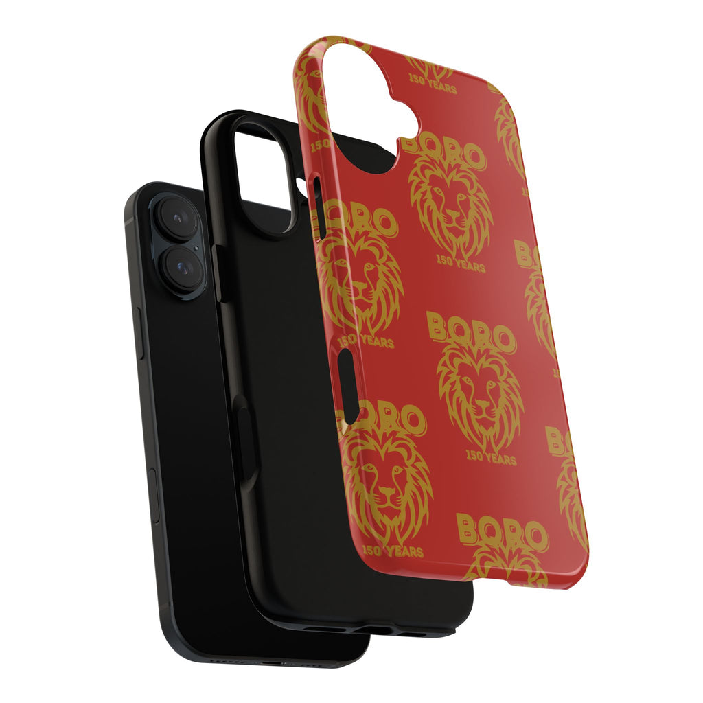 BORO Gold on red Lion Head Phone Case — Red 150 years Pattern Protective Case