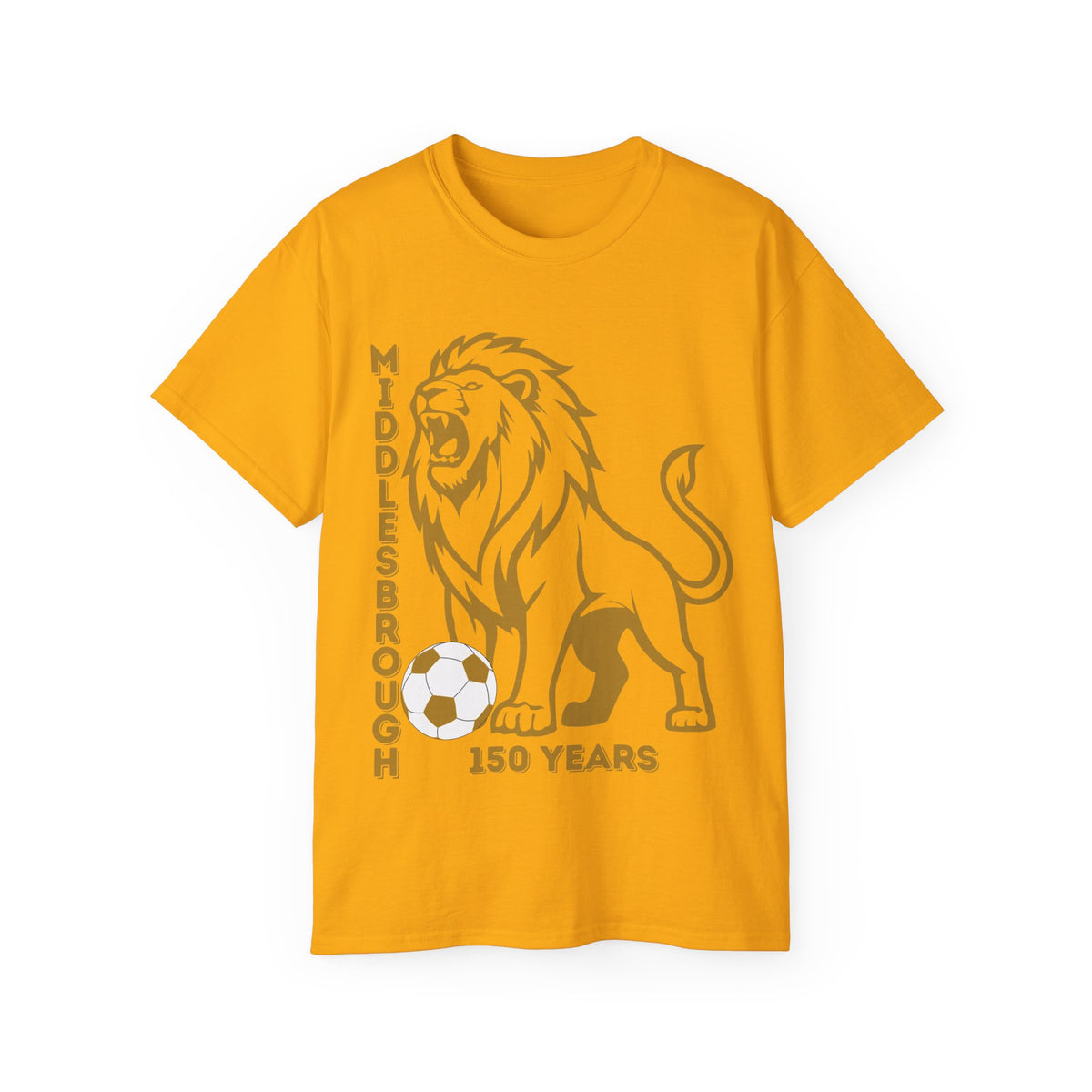 GOLD Middlesbrough 150 Years Lion Football T-Shirt