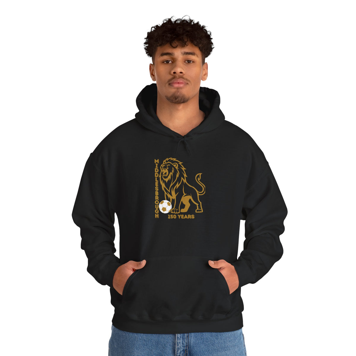 BORO GOLD Lion Crest Hoodie — Boro 150 Years Anniversary Hooded Sweatshirt 'front print only'