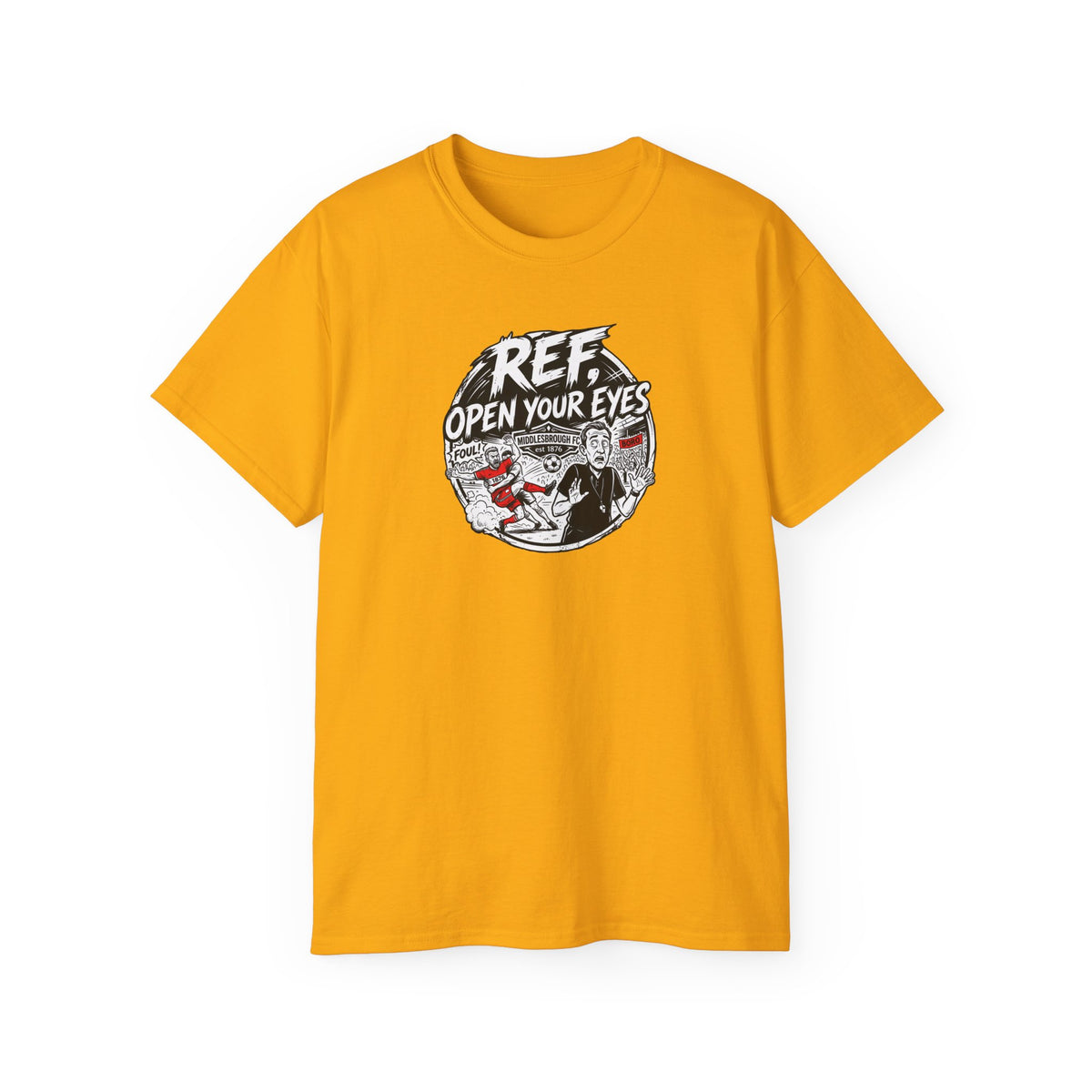 BORO T-Shirt — “Ref: Open Your Eyes” Graphic Tee (Comic-book Style Humour)