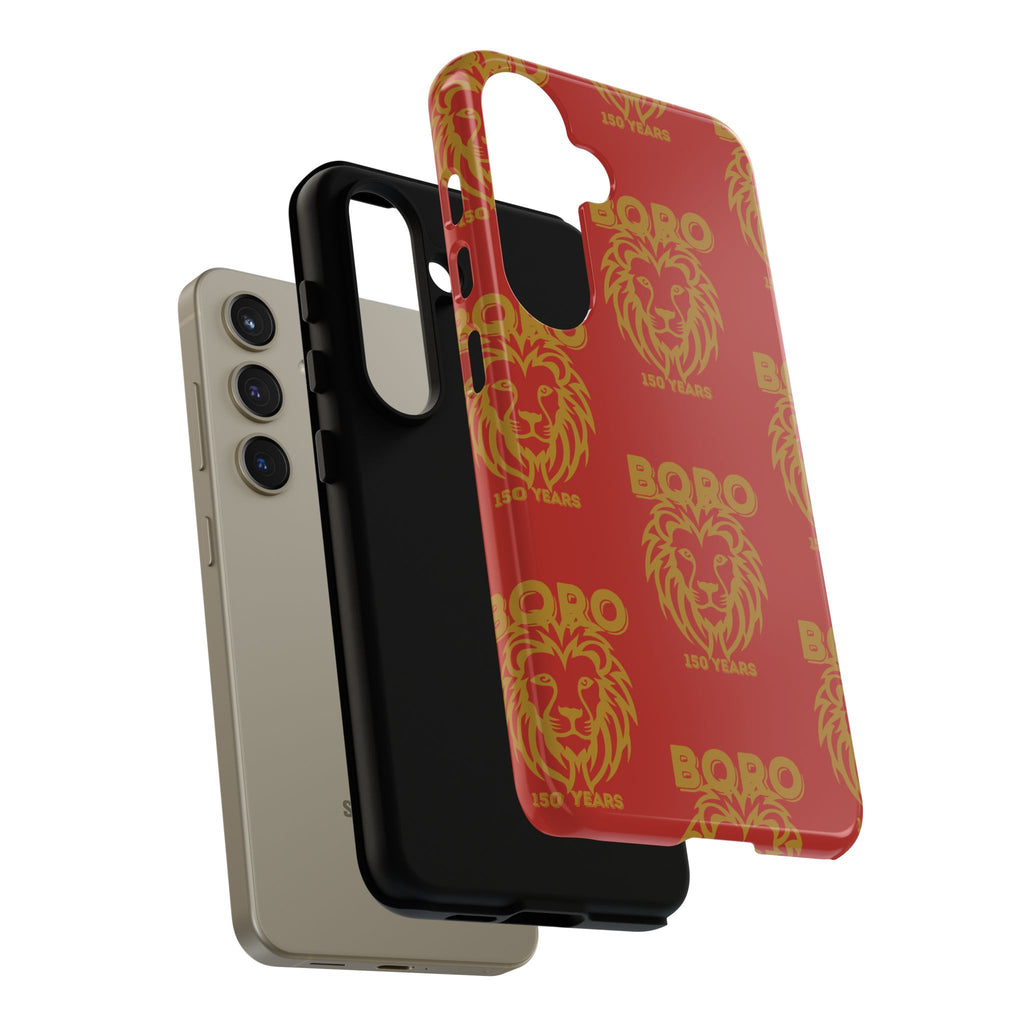 BORO Gold on red Lion Head Phone Case — Red 150 years Pattern Protective Case