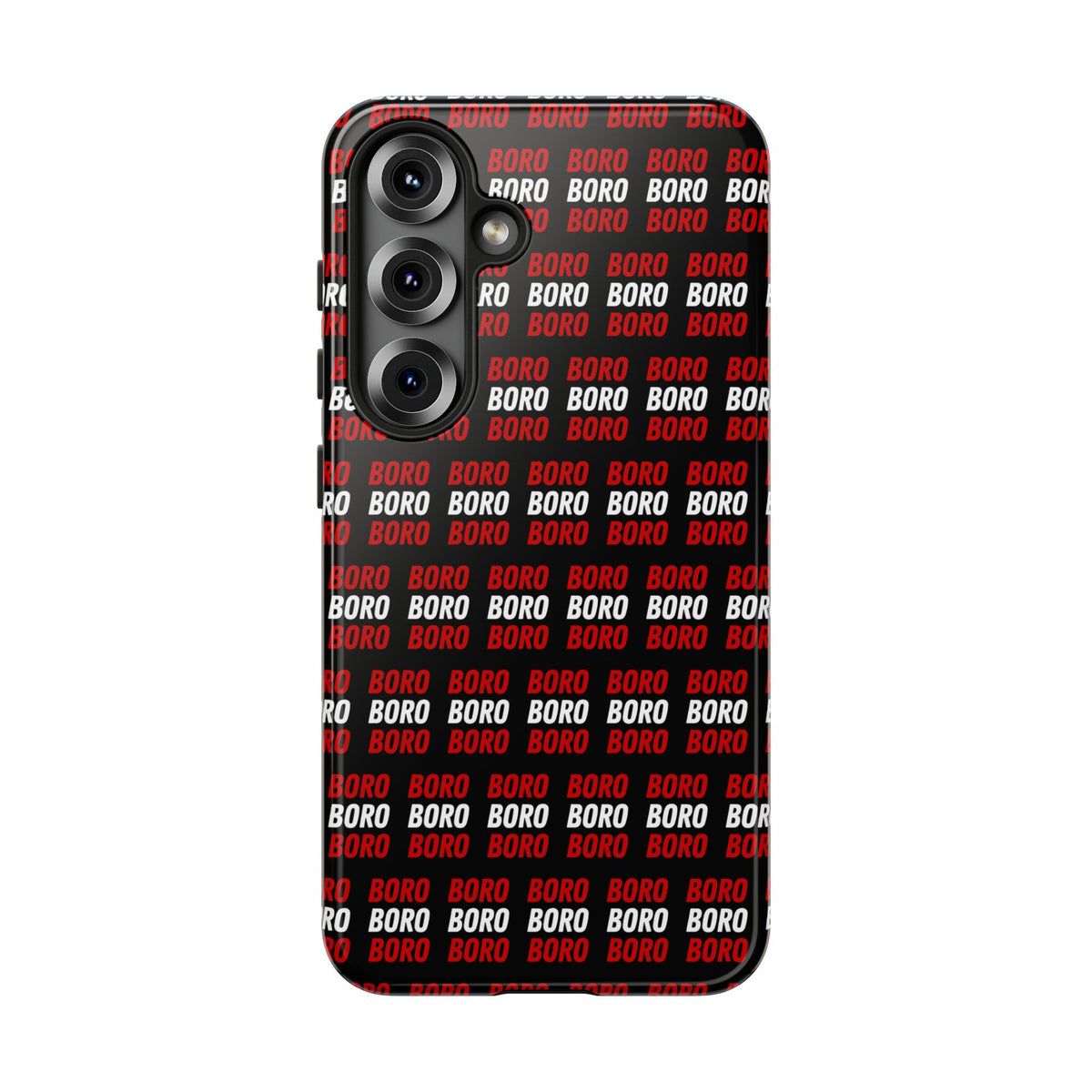 BORO BORO BORO Pattern Phone Case — Bold Red & White Repeating Text Protective Cover