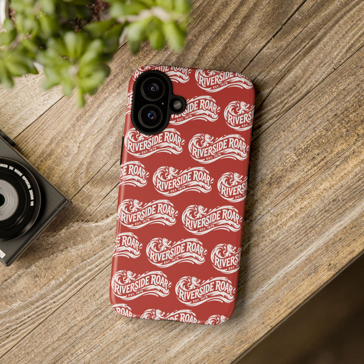 Riverside Roar Patterned Tough Case (White on Red) iPhone & Samsung