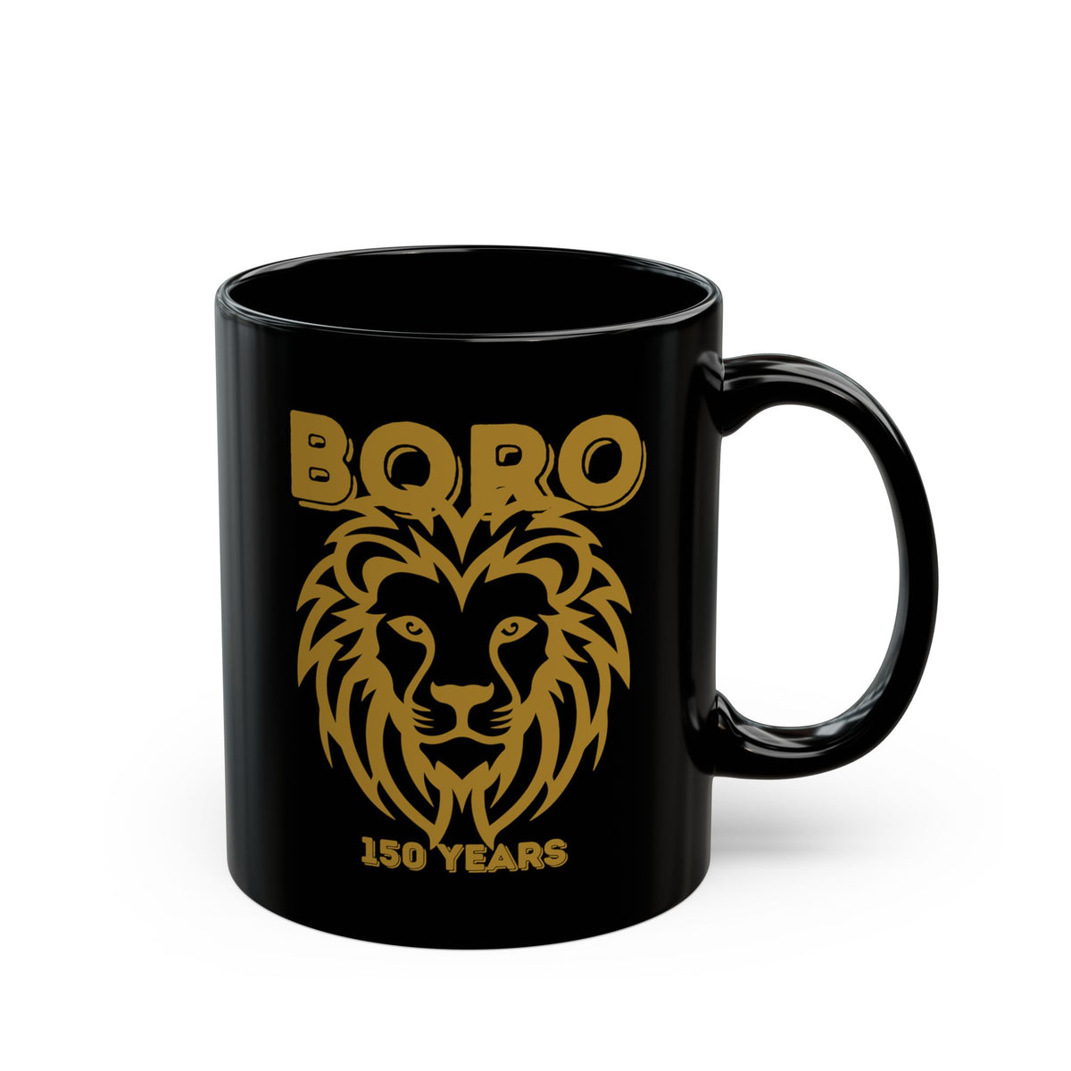 Boro Lion 150 Years Black Mug — Anniversary Commemorative Coffee Cup