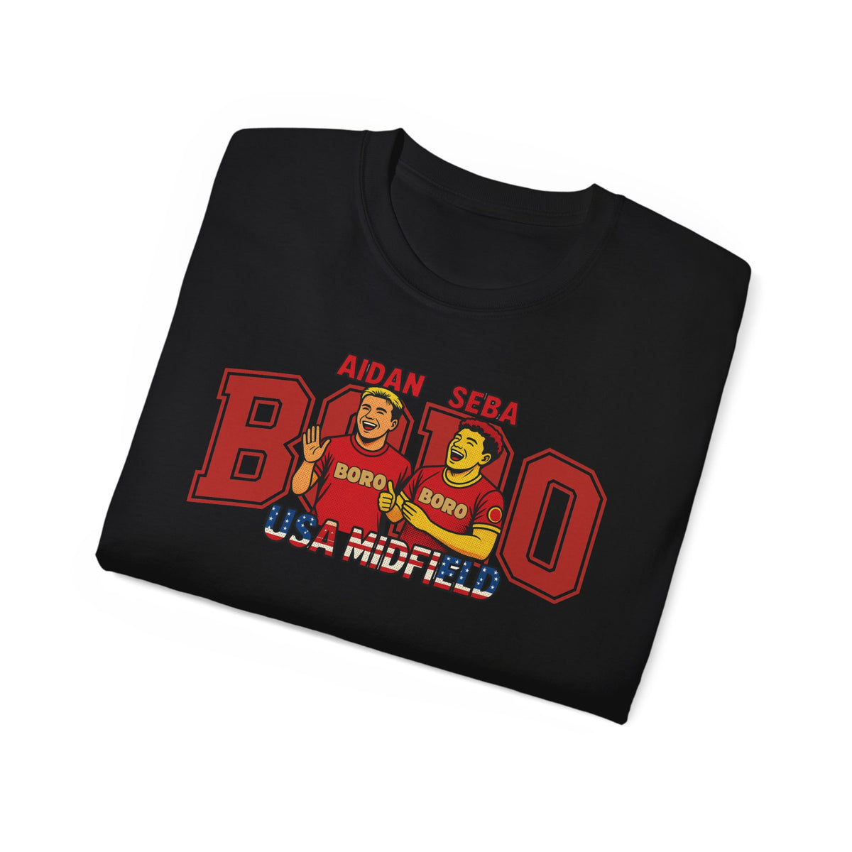 American Midfield — "Aidan & Seba, Boro's USA Midfield" Graphic T-Shirt