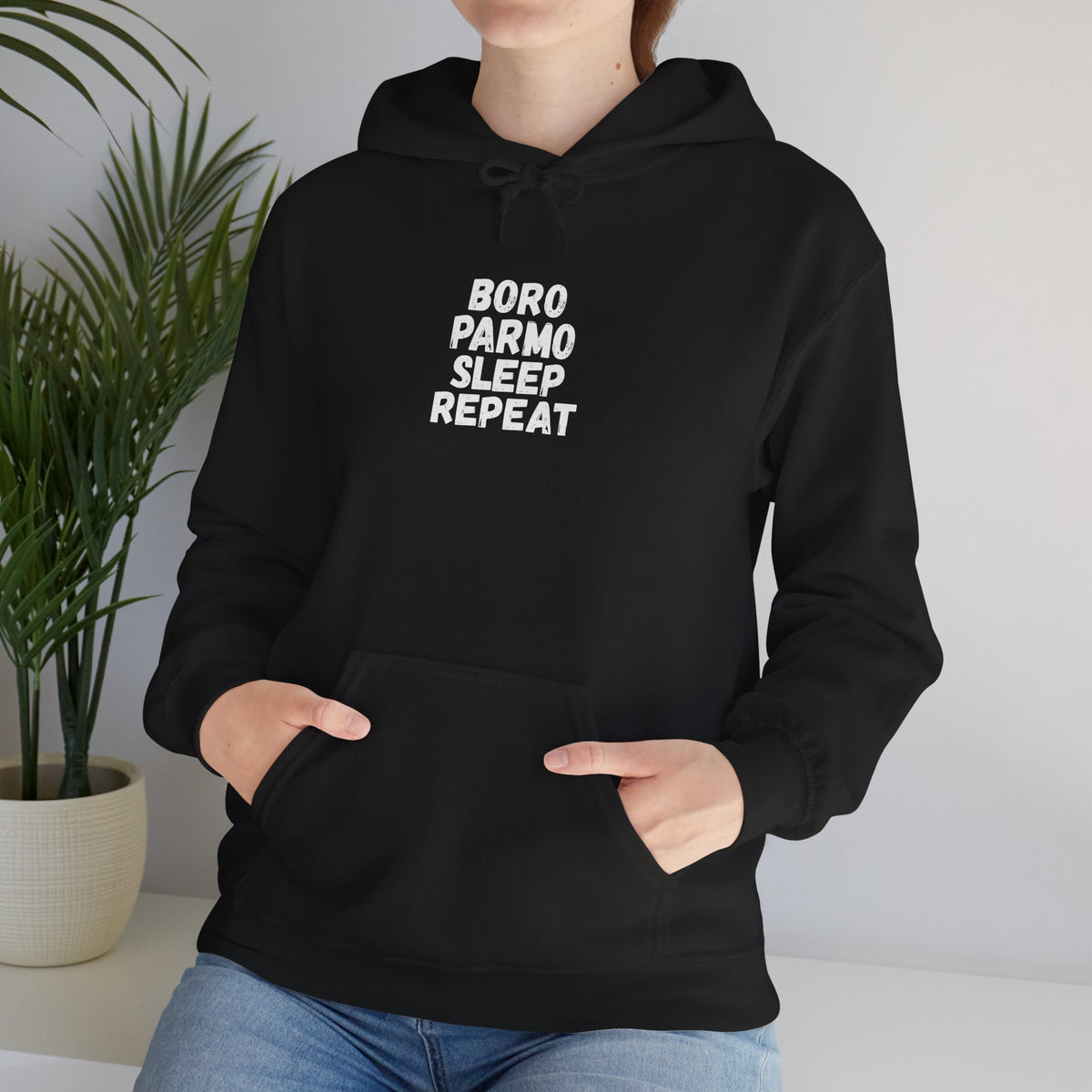 Boro Parmo Sleep Repeat Hoodie — #UTB BORO STYLE - 'front print'